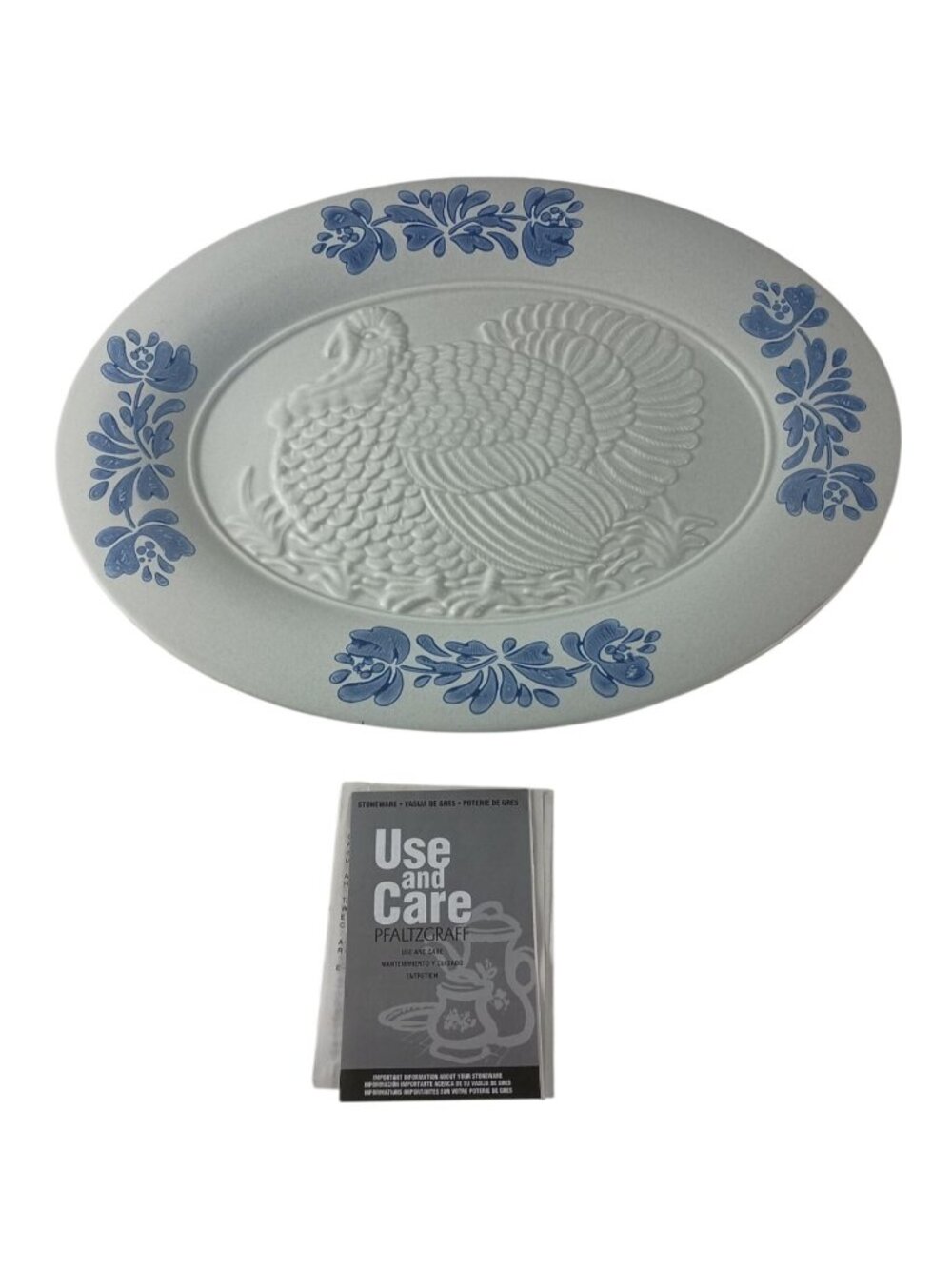 Pfaltzgraff Yorktowne Embossed Turkey Platter 18.5" Large Oval Serving Tray